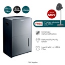 EuropAce 30L Dual Louvre Dehumidifier + Air Purifier with FREE 7" USB Portable Fan (Worth $109) (EDH6300DGY + FREE EUF3753DGY) 