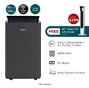 EuropAce 40L Smart DC Shoe Drying Dehumidifier + Air Purifier with FREE Tower Fan (Worth $299) (EDH8400DGY + FREE ETF9111DWH) 