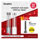 EuropAce Intelligent Dual Wings Air Purifying Bladeless Fan | Dual Korean True HEPA FILTER, AI Smart Wind, Patented 3-Way Airflow (Triple Airflow) with FREE Tower Fan (Worth $179) (EBFZ1WH + ETF1102DMG) 