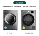Bundle B (EFW9102Y + EDY8801YGM) EuropAce 10KG 4 Ticks Steam Front Load Washer + EuropAce 8Kg Heat Pump Dryer